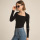 High Quality Lady Fold Shoulders Skinny Top